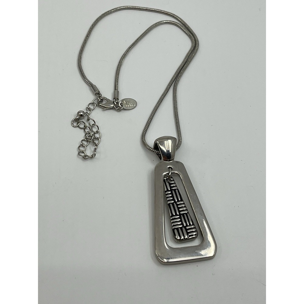 Lia Sophia Pendant Necklace Silver Tone Black Accents Adjustable Flip Side Aztec